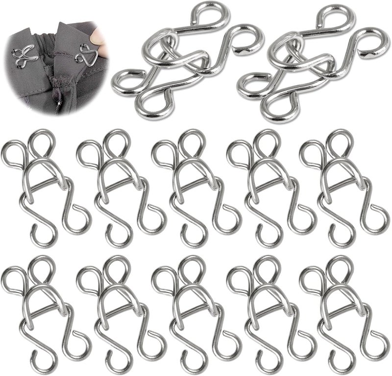 PECMER Copper 50 Set Hooks and Eyes for Sewing Clothing Bra Hooks Replacement Large Sewing Hooks and Eyes Closure -Silver 6#(0.9 inch) - Image 1